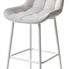 Барный стул ХОФМАН, цвет H-09 Светло-серый, велюр / белый каркас М-City в Игре - igra.mebel24.online | фото