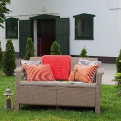 Диван пластиковый Корфу (Corfu love seat) капучино - песок в Игре - igra.mebel24.online | фото 3