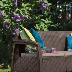 Диван пластиковый Корфу Макс (Corfu love seat max) коричневый в Игре - igra.mebel24.online | фото 2