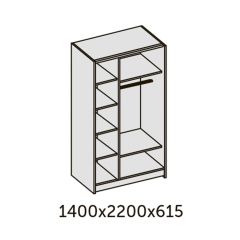 ИННЭС-5 Шкаф-купе 2-х дв. 1400 (2 дв. Ф3 - венге вст. экокожа коричневый) в Игре - igra.mebel24.online | фото 2