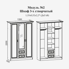 Женева №2 Шкаф 3-х ств. с зерк.,2мя ящ. (ЛДСП бел/МДФ софт светл с пат зол) в Игре - igra.mebel24.online | фото 2