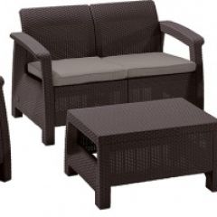 Комплект мебели Корфу сет (Corfu set) коричневый - серо-бежевый * в Игре - igra.mebel24.online | фото