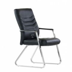 Кресло Barneo K-25 для посетителей и переговорных (хром, черная экокожа) в Игре - igra.mebel24.online | фото