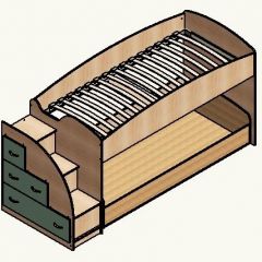 Кровать-чердак "Дюймовочка-4.2"  Дуб молочный/Оранжевый в Игре - igra.mebel24.online | фото 4