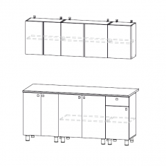 Кухонный гарнитур КГ-1 (Белый/Дуб Золотой/Чёрный) 1800 в Игре - igra.mebel24.online | фото 2