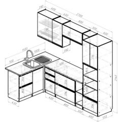 Кухонный гарнитур Ноктюрн мега прайм 1500х2700 мм в Игре - igra.mebel24.online | фото 2