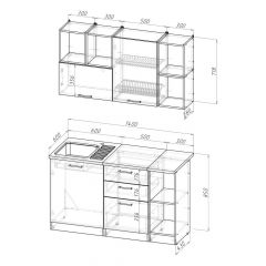 Кухонный гарнитур Ольга медиум 3 1400 мм в Игре - igra.mebel24.online | фото 2