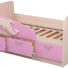Кровать Дельфин 1,6 (Дуб молочный/фасад - Ламарти розовый) в Игре - igra.mebel24.online | фото