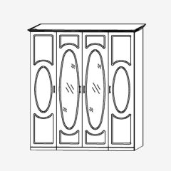 Прованс-2 Шкаф 4-х дверный с 2 зеркалами (Итальянский орех/Груша с платиной черной) в Игре - igra.mebel24.online | фото