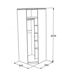 Шкаф 1-но дверный угловой Ольга-13 (840*840) в Игре - igra.mebel24.online | фото 2