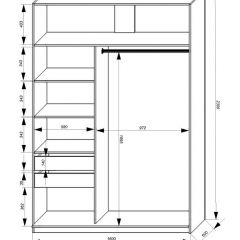 Шкаф-купе 1600 серии SOFT D1+D3+B2+PL1 (2 ящика+1штанга) профиль «Графит» в Игре - igra.mebel24.online | фото 4