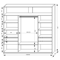 Шкаф-купе 2100 серии SOFT D2+D7+D3+B22+PL2 (по 2 ящика лев/прав+1штанга+1полка) профиль «Графит» в Игре - igra.mebel24.online | фото 3