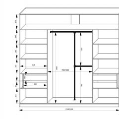 Шкаф-купе 2150 серии NEW CLASSIC K4+K4+K4+B22+PL4(по 2 ящика лев/прав+F обр.штанга) профиль «Капучино» в Игре - igra.mebel24.online | фото 3