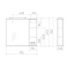 Шкаф-зеркало Cube 75 Эл. Правый Домино (DC5009HZ) в Игре - igra.mebel24.online | фото 3