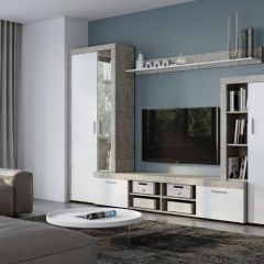 Стенка SKYE (Beton Jasny Atelier/белый) в Игре - igra.mebel24.online | фото