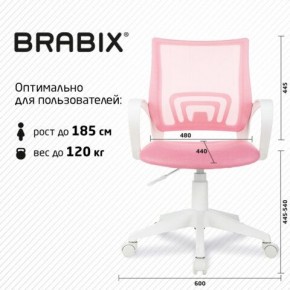 Кресло BRABIX "Fly MG-396W", с подлокотниками, пластик белый, сетка, розовое, 533008 в Игре - igra.mebel24.online | фото 5