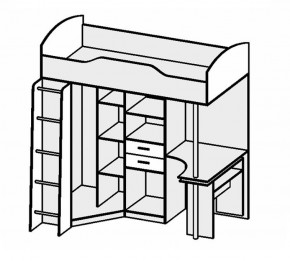 Кровать-чердак Бриз-1 УНИ (Белый глянец/Бетон светлый) в Игре - igra.mebel24.online | фото 2