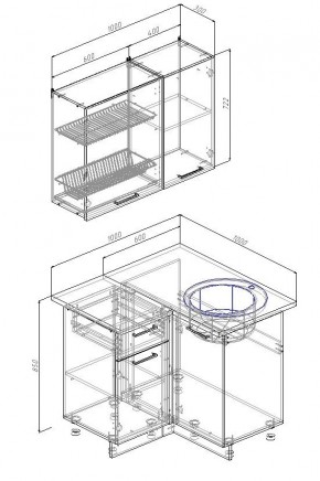 Кухонный гарнитур угловой Антрацит 1000х1000 (Стол. 26мм) в Игре - igra.mebel24.online | фото 2