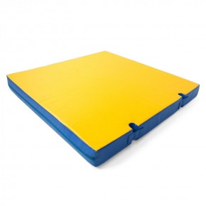Мат гимнастический 1х1х0,1м с вырезом под стойки цв. синий-желтый в Игре - igra.mebel24.online | фото