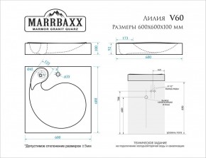 Умывальник над стиральной машиной (600*600х100) Лилия V60 (белый) с кронштейном без сифона (V60) в Игре - igra.mebel24.online | фото 2